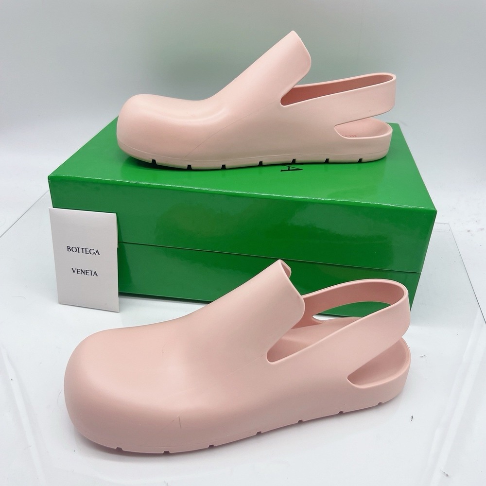 Bottega Veneta Puddle Sandals Peachy Pink Rubber Slingback Mule Clog Flats EU 38 - Picture 2 of 11